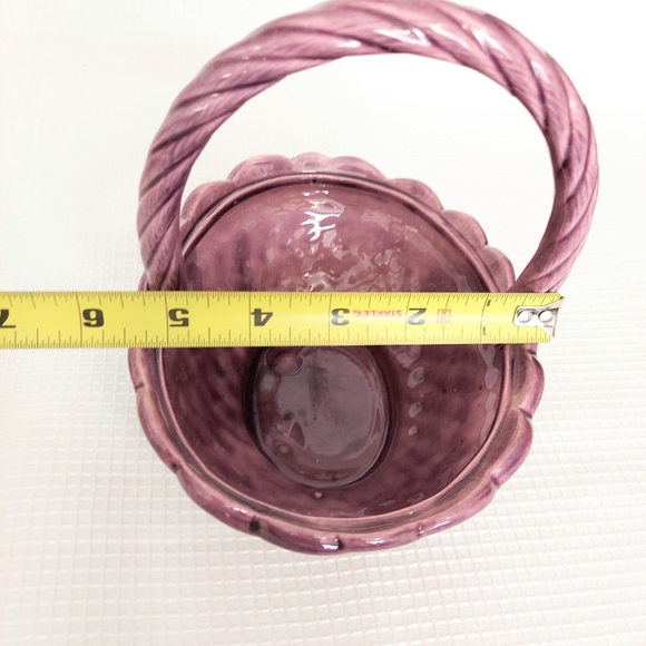 Vintage Provincial Stoneware Basket Purple Weave Pattern Spring Floral Candy - Picture 7 of 9